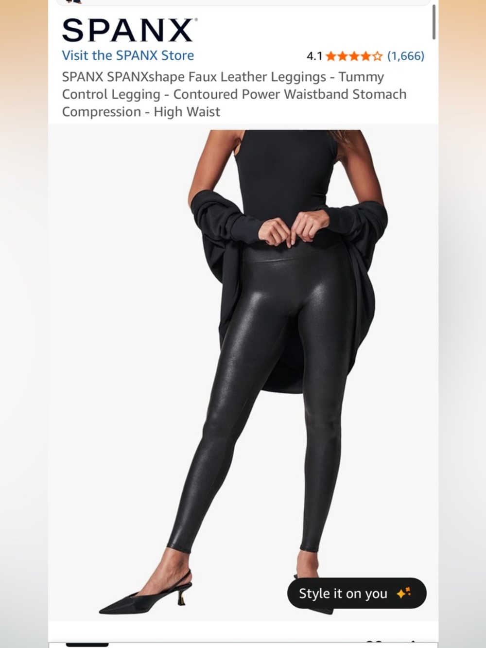 SPANX Faux Leather High-Waist Leggings - Black